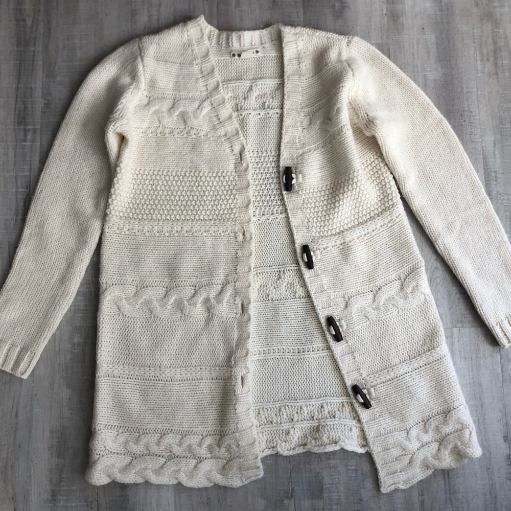 Ruff Hewn petite medium cream long knit sweater